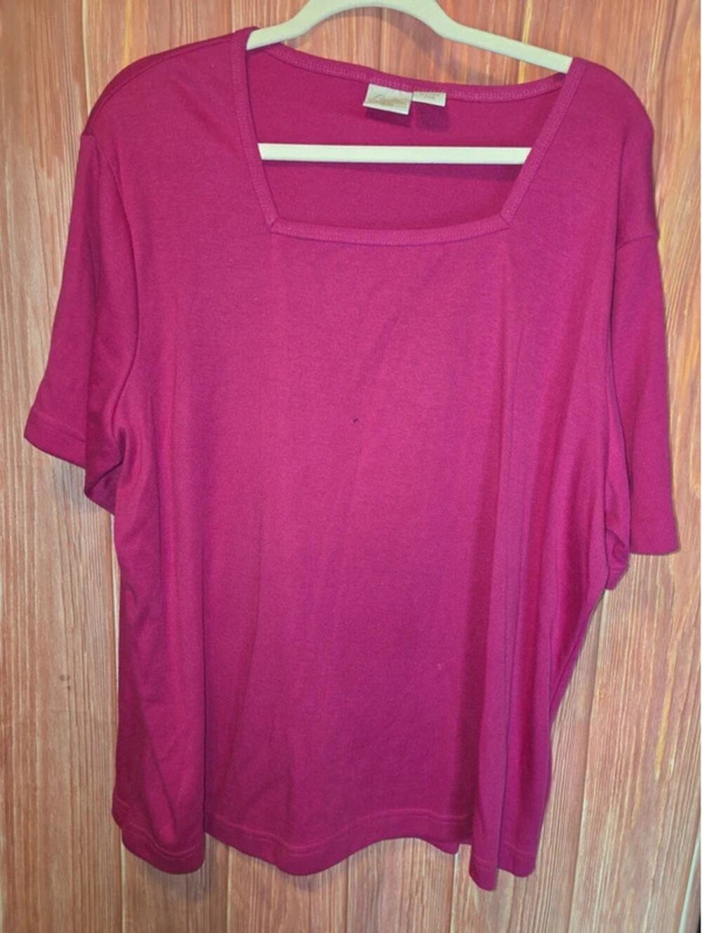 Fiorlini International Plus Magenta Fuchsia Square Neck Knit Top 20W